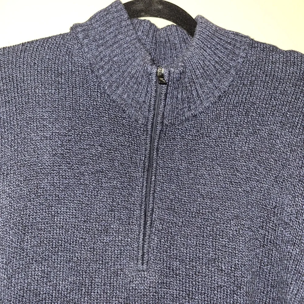 Calvin Klein Cable Knit‎ Sweater Pullover 1/4 Zip Mock Neck Long Sleeve Blue XXL